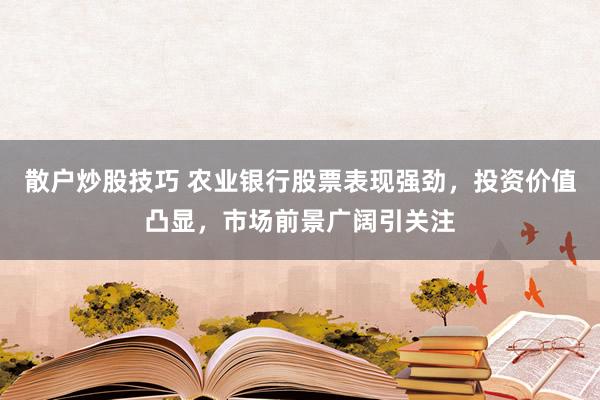 散户炒股技巧 农业银行股票表现强劲，投资价值凸显，市场前景广阔引关注