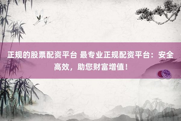 正规的股票配资平台 最专业正规配资平台：安全高效，助您财富增值！