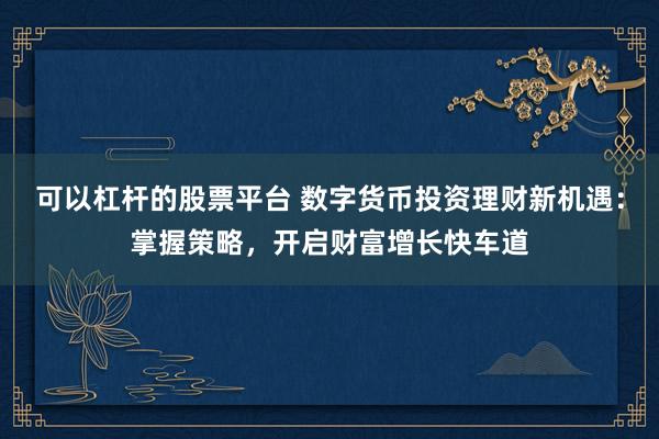 可以杠杆的股票平台 数字货币投资理财新机遇:掌握策略,开启财富增长快车道