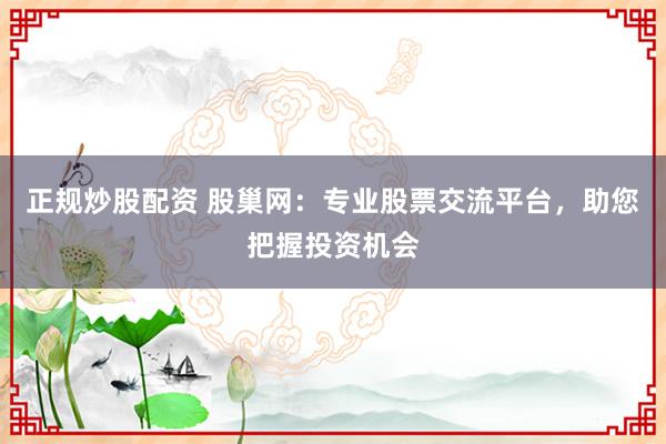 正规炒股配资 股巢网:专业股票交流平台,助您把握投资机会