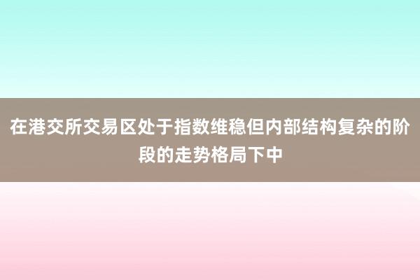 在港交所交易区处于指数维稳但内部结构复杂的阶段的走势格局下中
