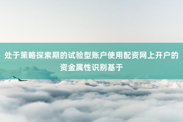 处于策略探索期的试验型账户使用配资网上开户的资金属性识别基于