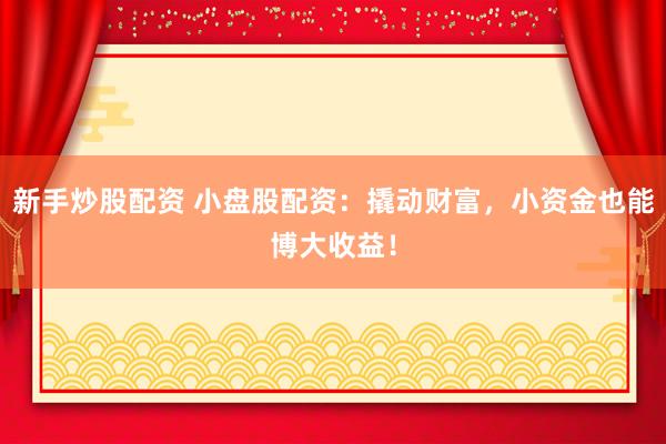 新手炒股配资 小盘股配资：撬动财富，小资金也能博大收益！