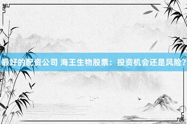 最好的配资公司 海王生物股票：投资机会还是风险？