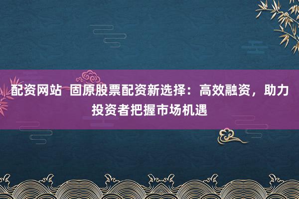 配资网站  固原股票配资新选择：高效融资，助力投资者把握市场机遇